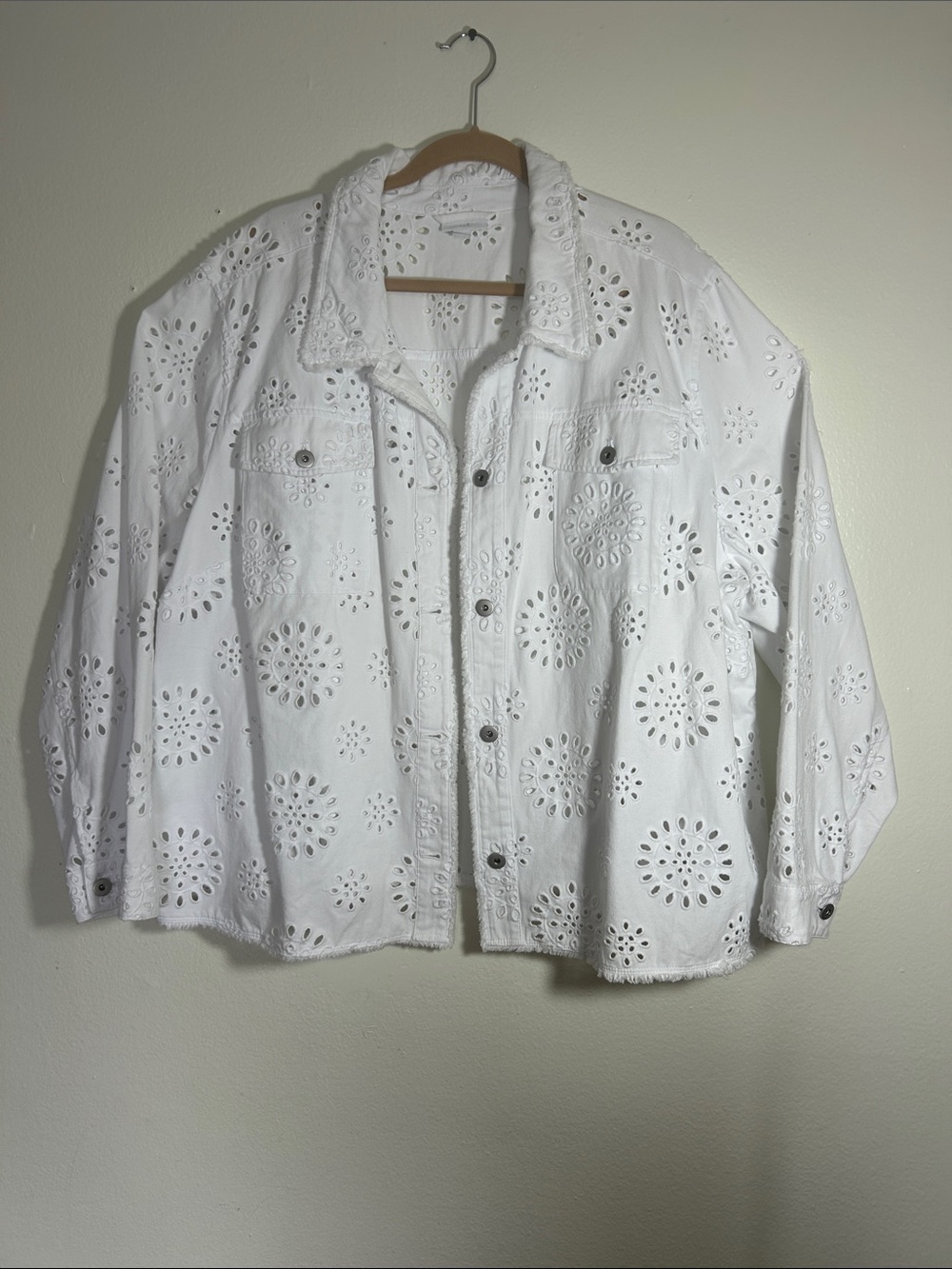 J.Jill White eyelet camp jacket